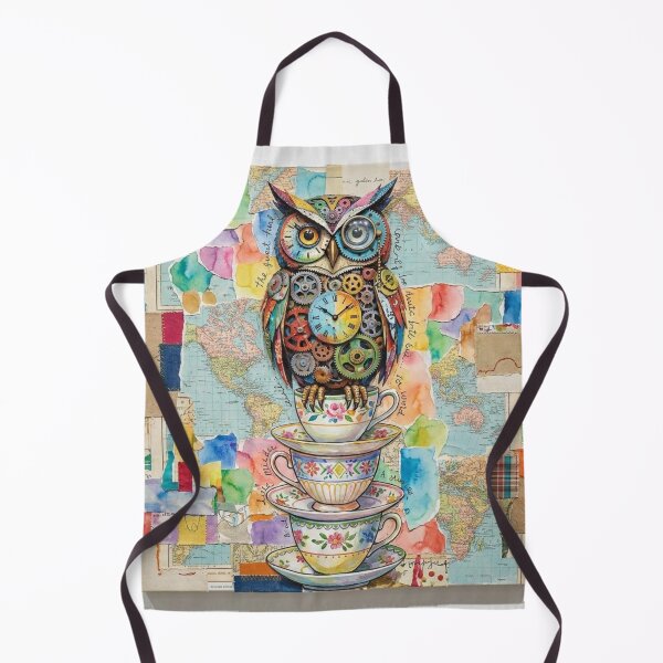 Item preview, Steampunk Clockwork Owl on Vintage Teacups designed and sold by Gifter-ly.