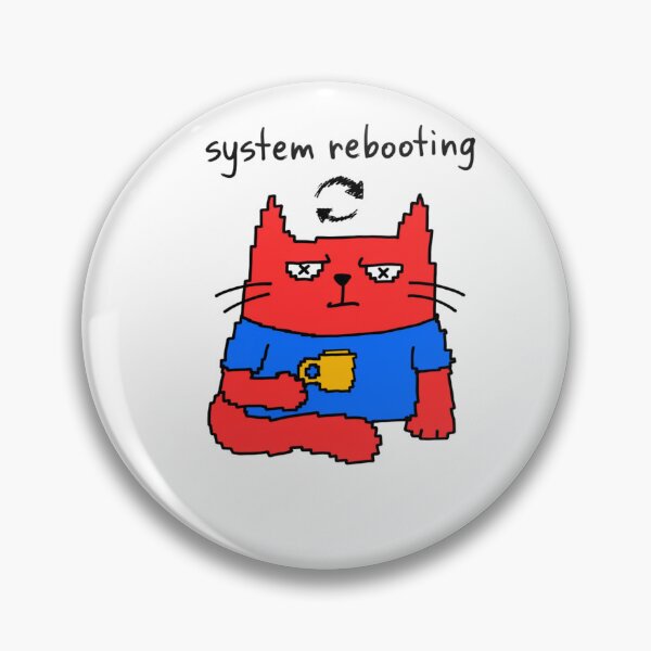 Item preview, System Rebooting — Funny Glitch Cat Coffee Lover Sticker designed and sold by AMBAYK.