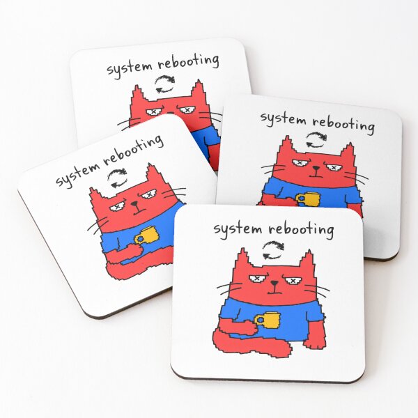 Item preview, System Rebooting — Funny Glitch Cat Coffee Lover Sticker designed and sold by AMBAYK.