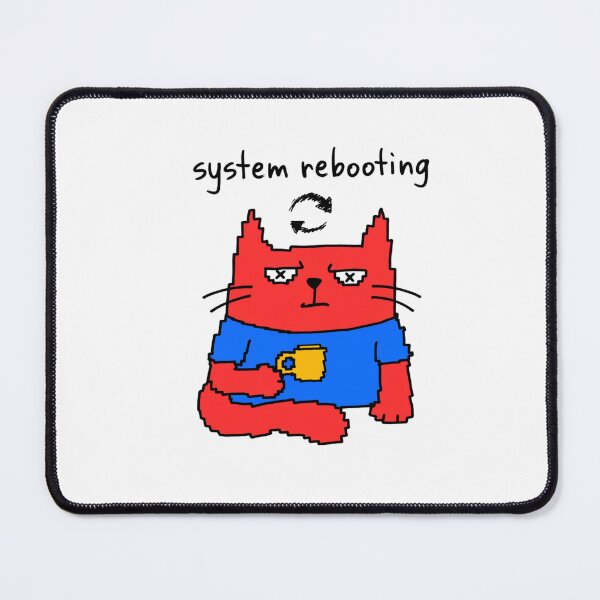 Item preview, System Rebooting — Funny Glitch Cat Coffee Lover Sticker designed and sold by AMBAYK.