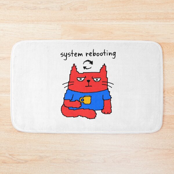 Item preview, System Rebooting — Funny Glitch Cat Coffee Lover Sticker designed and sold by AMBAYK.