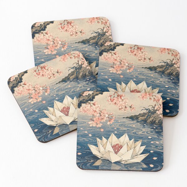 Item preview, Lotus Bloom - Vintage Japanese Origami Ukiyo-e Woodblock designed and sold by bapupa.