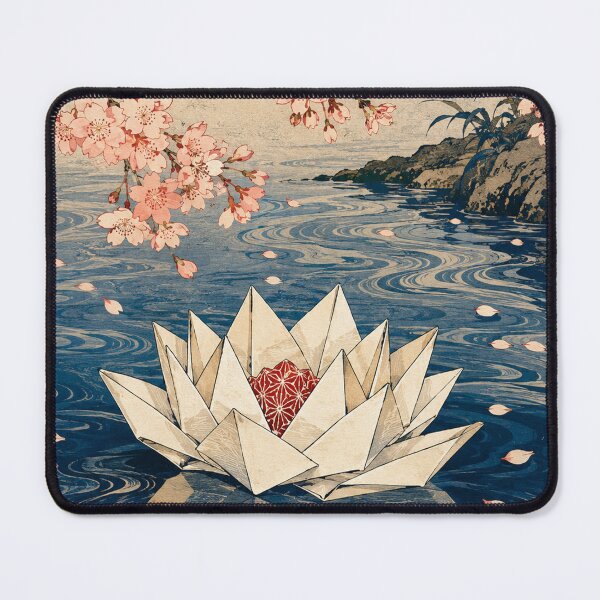 Item preview, Lotus Bloom - Vintage Japanese Origami Ukiyo-e Woodblock designed and sold by bapupa.