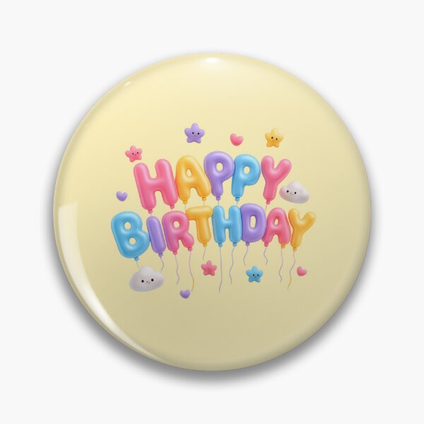 Item preview, Cute Neon Happy Birthday Balloons | Kawaii 3D GCI Party Art designed and sold by Moons Studio.