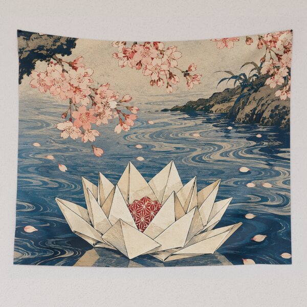 Item preview, Lotus Bloom - Vintage Japanese Origami Ukiyo-e Woodblock designed and sold by bapupa.