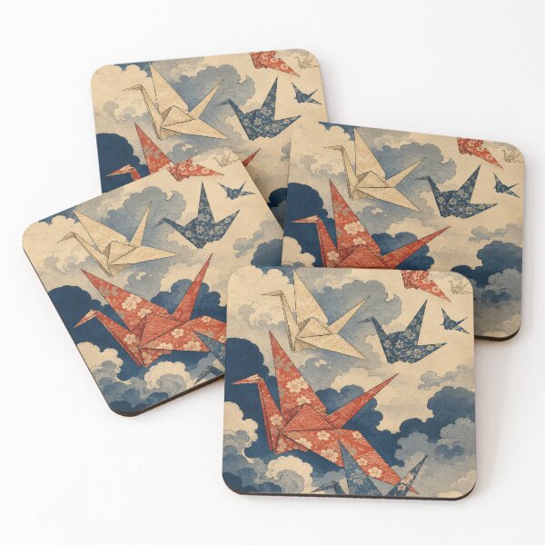 Item preview, Paper Crane Flight - Vintage Japanese Origami Ukiyo-e Woodblock designed and sold by bapupa.