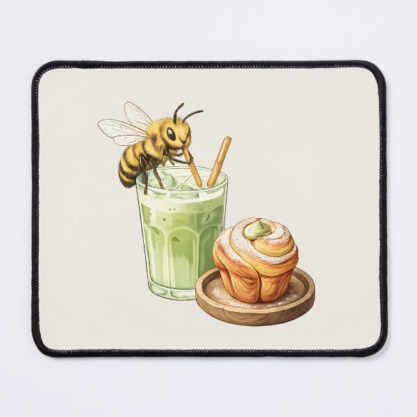 Item preview, Matcha & Cozy Vibes Bee Illustration designed and sold by IRYNASHOP.