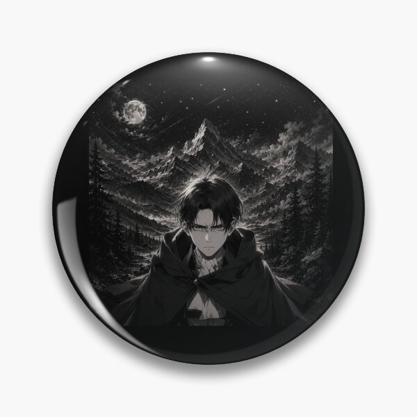 Item preview, Levi Ackerman Moonlit Mountains | Monochrome Anime Nightscape Art | Dark Anime Warrior Art | Attack on Titan warriors in Anime designed and sold by Templatemini.