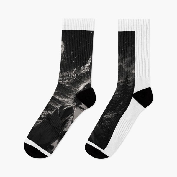 Item preview, Levi Ackerman Moonlit Mountains | Monochrome Anime Nightscape Art | Dark Anime Warrior Art | Attack on Titan warriors in Anime designed and sold by Templatemini.