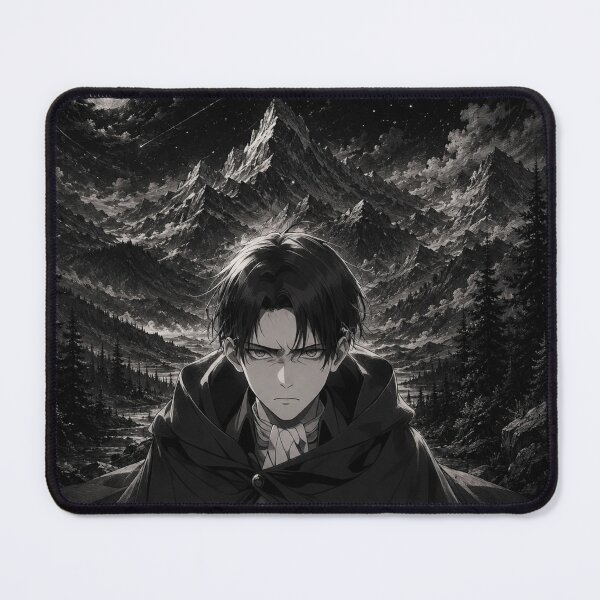 Item preview, Levi Ackerman Moonlit Mountains | Monochrome Anime Nightscape Art | Dark Anime Warrior Art | Attack on Titan warriors in Anime designed and sold by Templatemini.
