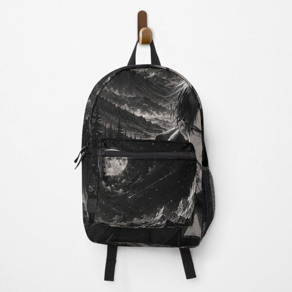 Item preview, Levi Ackerman Moonlit Mountains | Monochrome Anime Nightscape Art | Dark Anime Warrior Art | Attack on Titan warriors in Anime designed and sold by Templatemini.