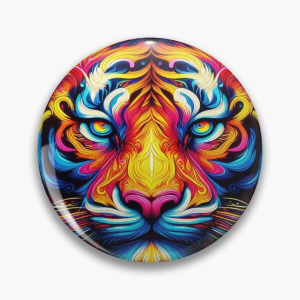 Item preview, Psychedelic Neon Tiger Face with Vibrant Abstract Lines and Intense Color Energy designed and sold by FotoworldEdel.
