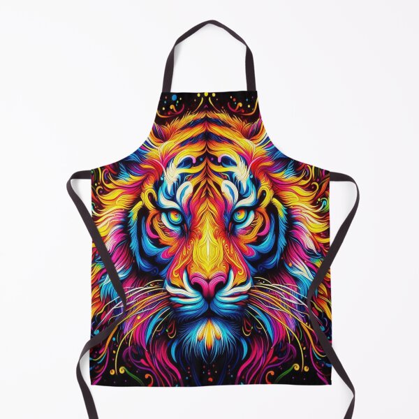 Item preview, Psychedelic Neon Tiger Face with Vibrant Abstract Lines and Intense Color Energy designed and sold by FotoworldEdel.