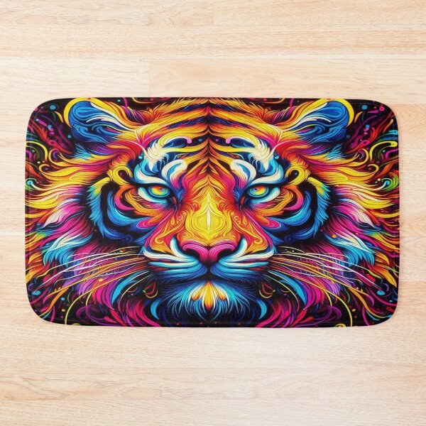 Item preview, Psychedelic Neon Tiger Face with Vibrant Abstract Lines and Intense Color Energy designed and sold by FotoworldEdel.