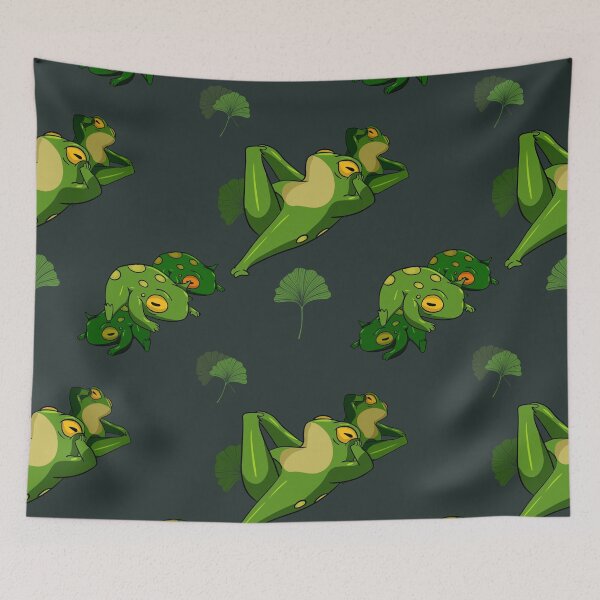 Item preview, Cute Chill Frogs and Ginkgo Leaves Seamless Pattern designed and sold by LYAN-STORE.
