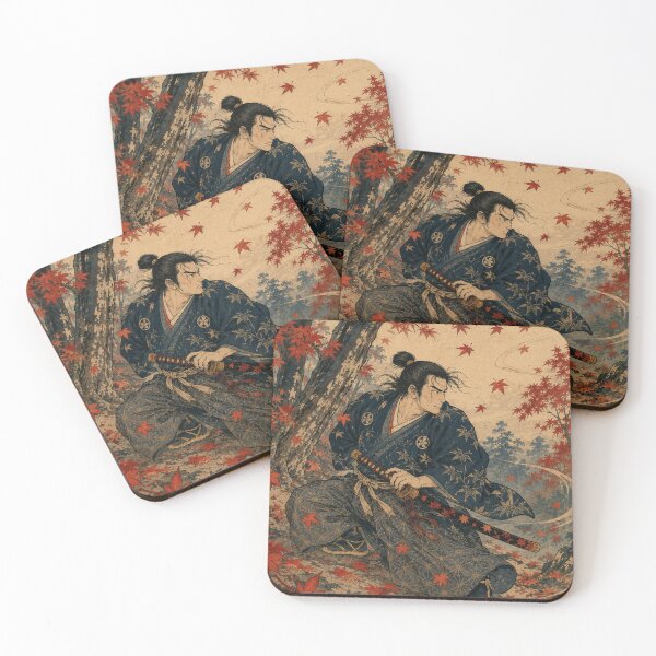 Item preview, Autumn Duelist - Vintage Japanese Samurai Ukiyo-e Woodblock designed and sold by bapupa.