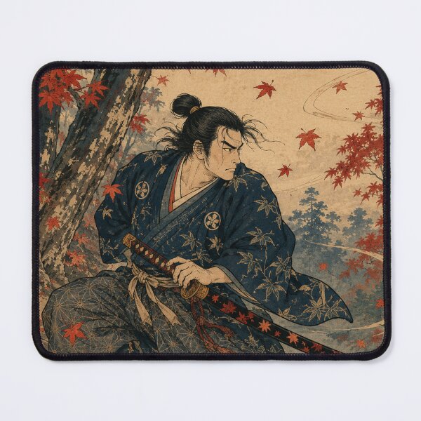 Item preview, Autumn Duelist - Vintage Japanese Samurai Ukiyo-e Woodblock designed and sold by bapupa.