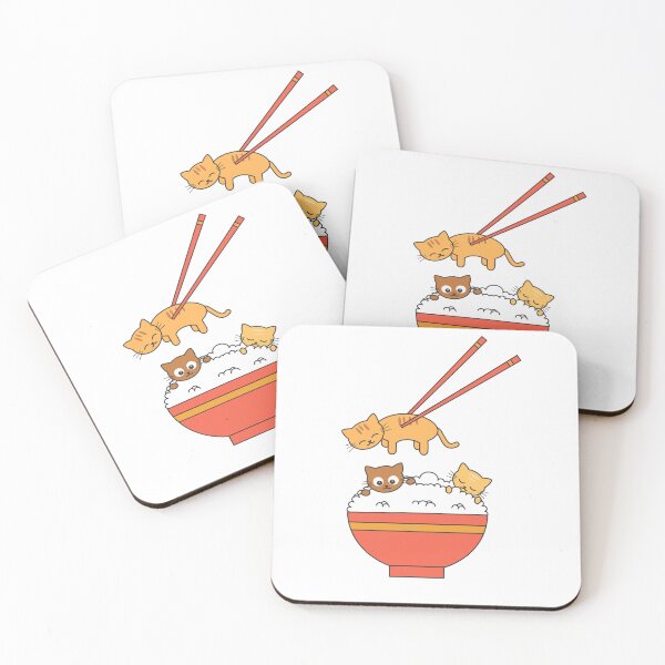 Item preview, Cute hand drawn cartoon character cats in a japanese rice bowl designed and sold by Drawn by Alice.