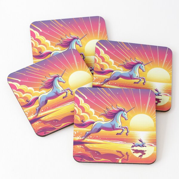 Item preview, Unicorn and Rabbit – Magical Sunset Fantasy Design designed and sold by Dogandesighn.