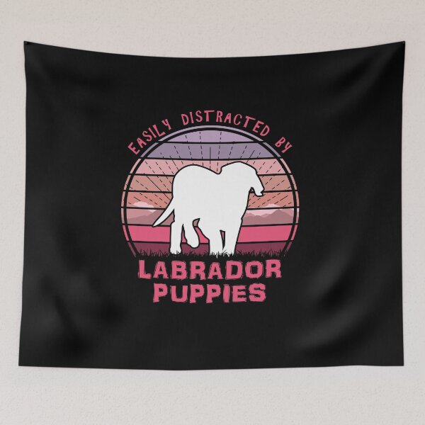 Item preview, Easily Distracted By Labrador Puppies Retro Sunset designed and sold by marke770.