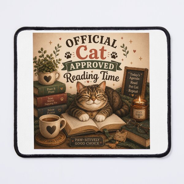 Item preview, Official Cat Approved Reading Time – Cute Cat Book Lover Design designed and sold by MotylekAnia.