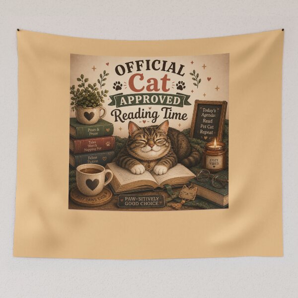Item preview, Official Cat Approved Reading Time – Cute Cat Book Lover Design designed and sold by MotylekAnia.