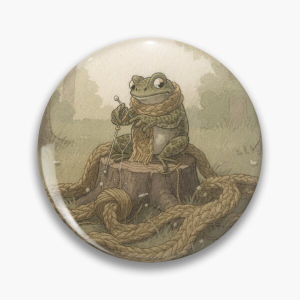 Item preview, Toad Knitting an Endless Scarf Cottagecore Art designed and sold by PictorialWhimsy.