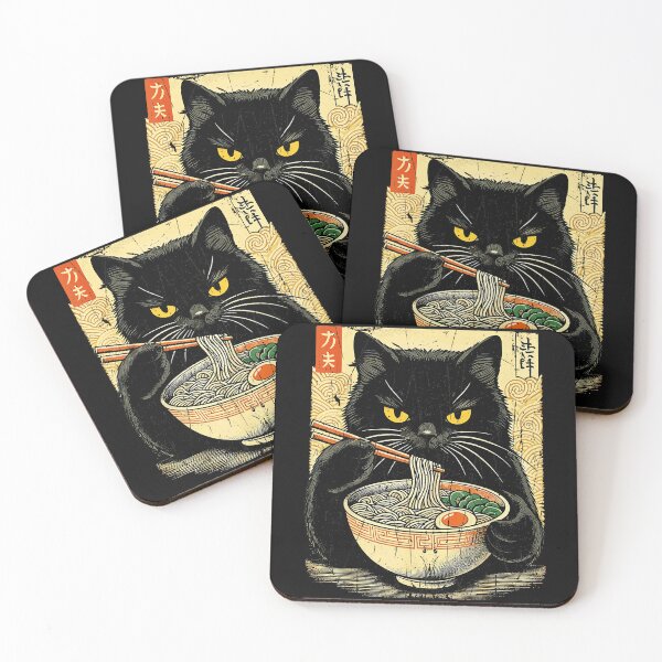 Item preview, Black Cat Eating Ramen Japanese Noodle Bowl Feline Lover designed and sold by AmaXONIC.