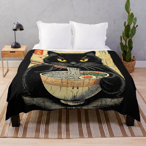 Item preview, Black Cat Eating Ramen Japanese Noodle Bowl Feline Lover designed and sold by AmaXONIC.