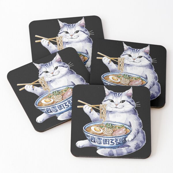 Item preview, Cat Eating Ramen Japanese Noodle Soup designed and sold by AmaXONIC.