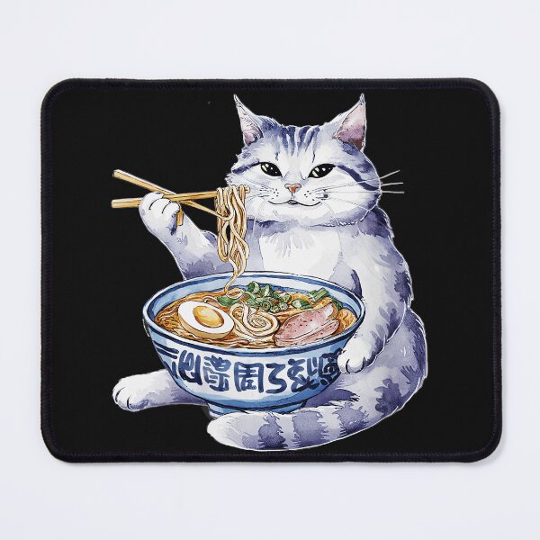 Item preview, Cat Eating Ramen Japanese Noodle Soup designed and sold by AmaXONIC.