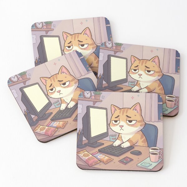 Item preview, Cat Burnout Sticker – Mentally Offline Work Meme designed and sold by SoftAuraStudi0.