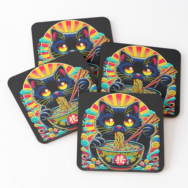 Item preview, Black Cat Ramen Lover Eating Noodles Japanese Food designed and sold by AmaXONIC.