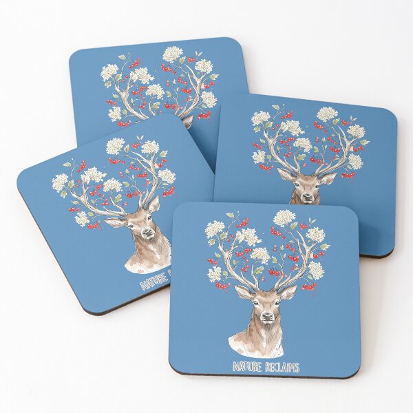 Item preview, Nature Reclaims - Ukrainian Viburnum Deer Watercolor Art designed and sold by SoulPT.
