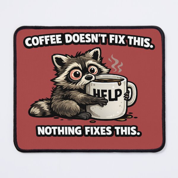 Item preview, Coffee Doesnt Fix This Nothing Fixes This Funny Raccoon Trash Panda Work Burnout designed and sold by DryHumorPrints.