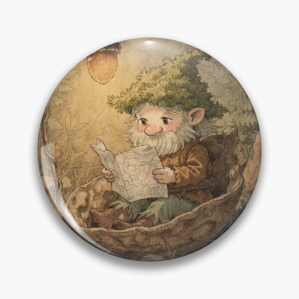 Item preview, Moss Gnome Reading a Map by Lamplight Storybook Art designed and sold by PictorialWhimsy.