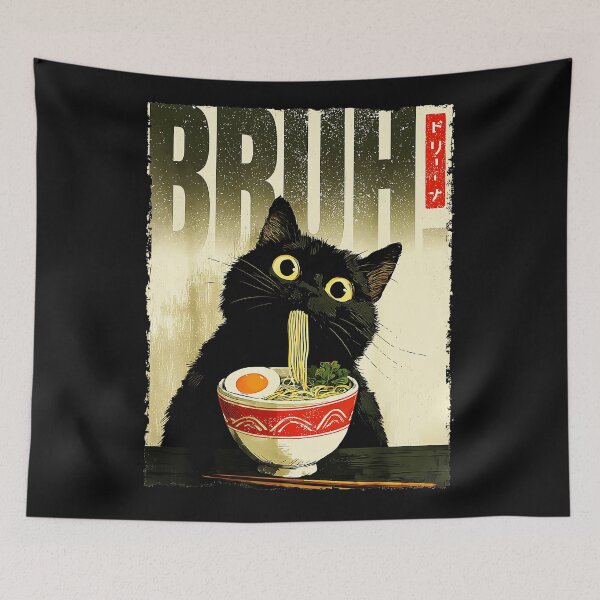 Item preview, Bruh Cat Ramen Noodle Meme Black Cat Owner designed and sold by AmaXONIC.
