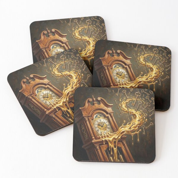 Item preview, Surreal Liquid Gold Grandfather Clock and Keys designed and sold by Gifter-ly.
