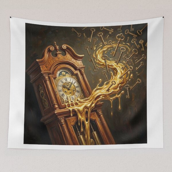 Item preview, Surreal Liquid Gold Grandfather Clock and Keys designed and sold by Gifter-ly.