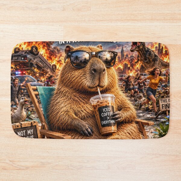 Item preview, Capybara Chaos Iced Coffee Not My Problem Funny Humor Art designed and sold by irfanshikh.