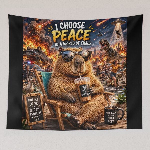 Item preview, Capybara Chaos Iced Coffee Not My Problem Funny Humor Art designed and sold by irfanshikh.