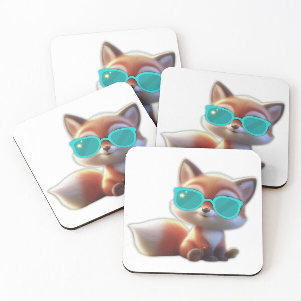 Item preview, Cute Summer Fox with Turquoise Sunglasses | Kawaii Animal designed and sold by lunadesignsmoon.