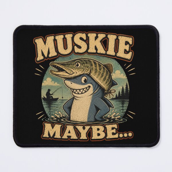 Item preview, Muskie Maybe Funny Fishing Shark Art designed and sold by Retr0Tshirts.