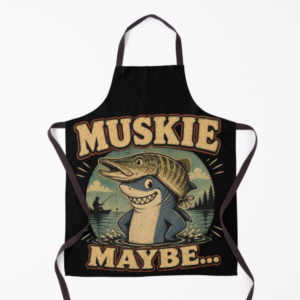 Item preview, Muskie Maybe Funny Fishing Shark Art designed and sold by Retr0Tshirts.