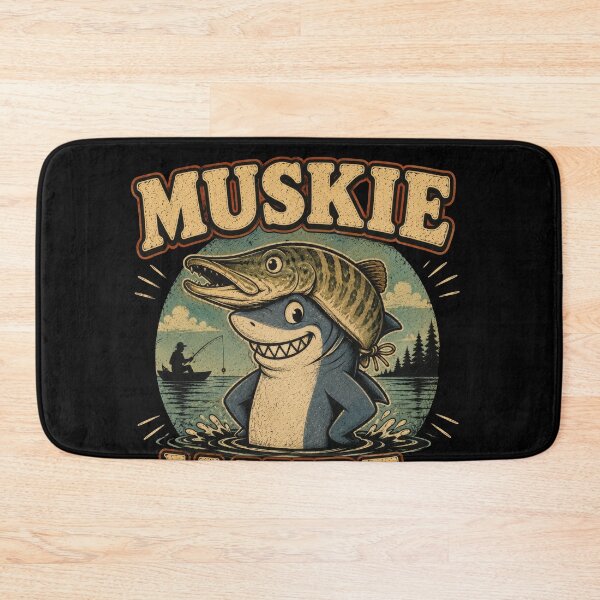 Item preview, Muskie Maybe Funny Fishing Shark Art designed and sold by Retr0Tshirts.