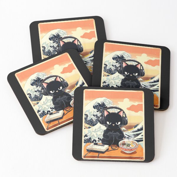 Item preview, Cat Gamer Retro Gaming Headphones Ramen Food designed and sold by AmaXONIC.