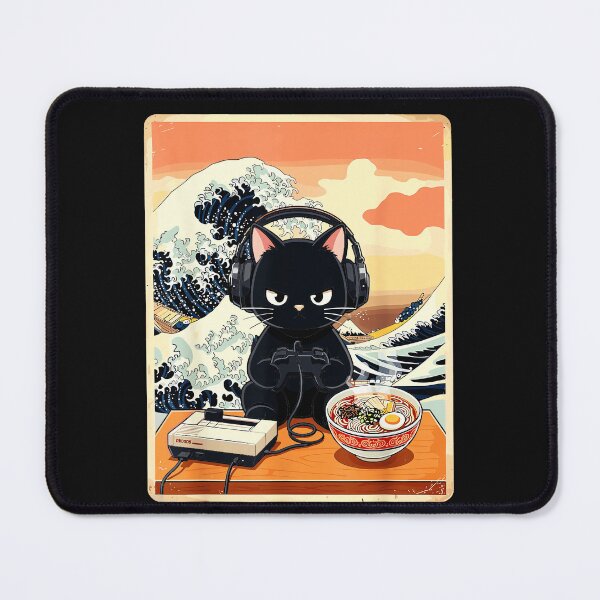 Item preview, Cat Gamer Retro Gaming Headphones Ramen Food designed and sold by AmaXONIC.