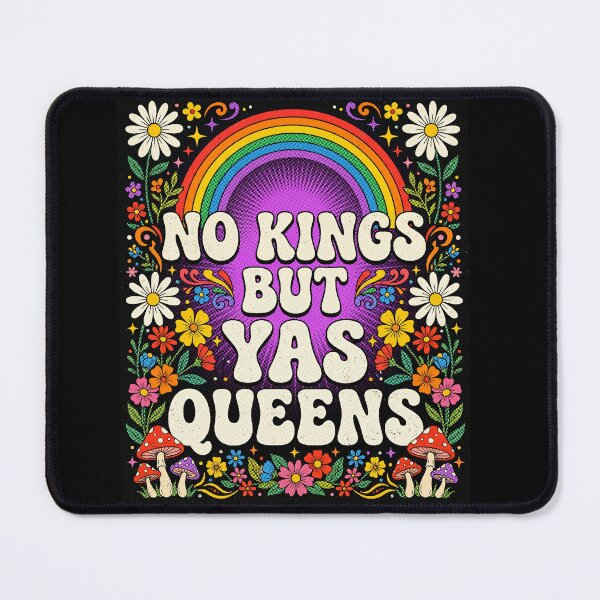 Item preview, No Kings But Yas Queens Retro Rainbow Pride Protest Shirt designed and sold by ArcaneArtistry.