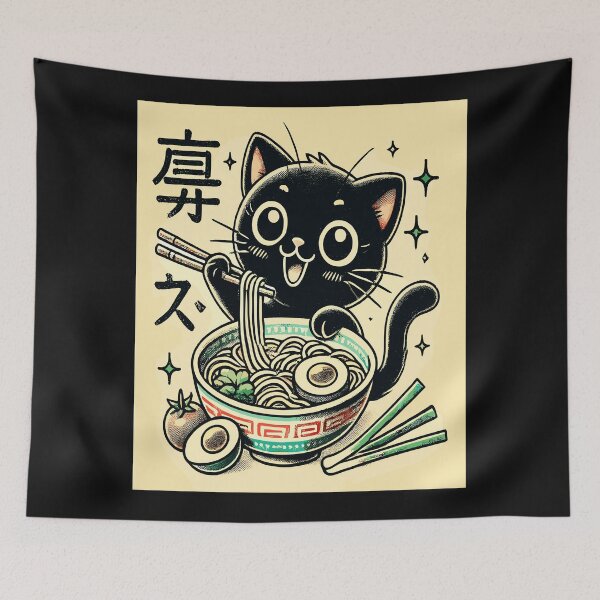 Item preview, Ramen Black Cat Japanese Noodles Lover designed and sold by AmaXONIC.