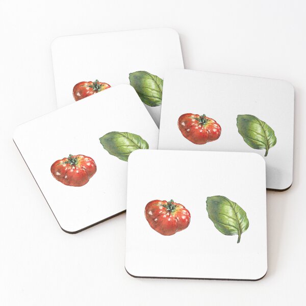 Item preview, Tomato and Basil Set - Watercolor art designed and sold by AquarellChill.
